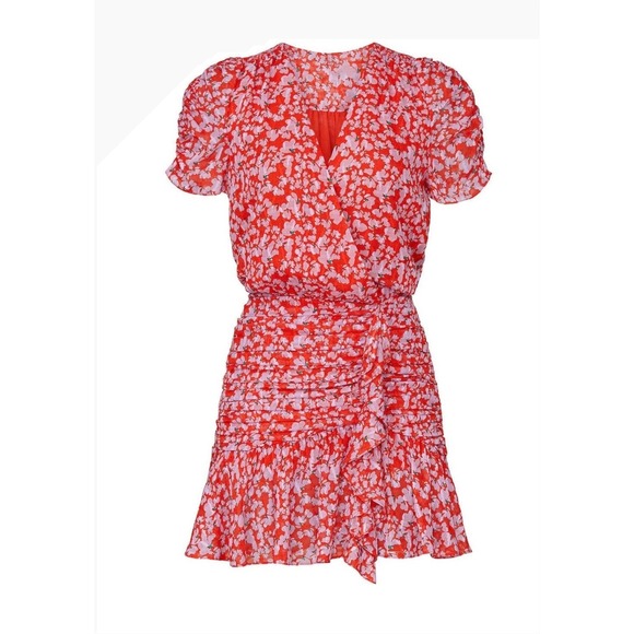 Tanya Taylor Red Printed Zora Dress Size 6 City Cocktail - Picture 7 of 10